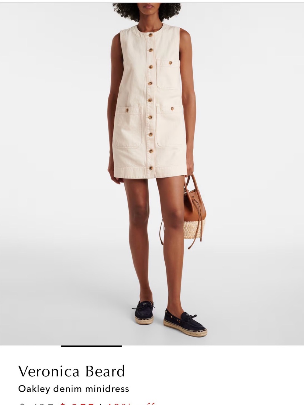 Veronica Beard cream / white Oakley denim dress size 6